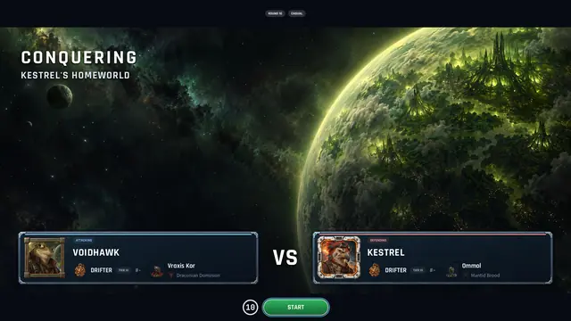 The versus screen before a Draconian and Mantid battle.