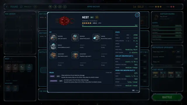 Ship details for a Mantid ship.